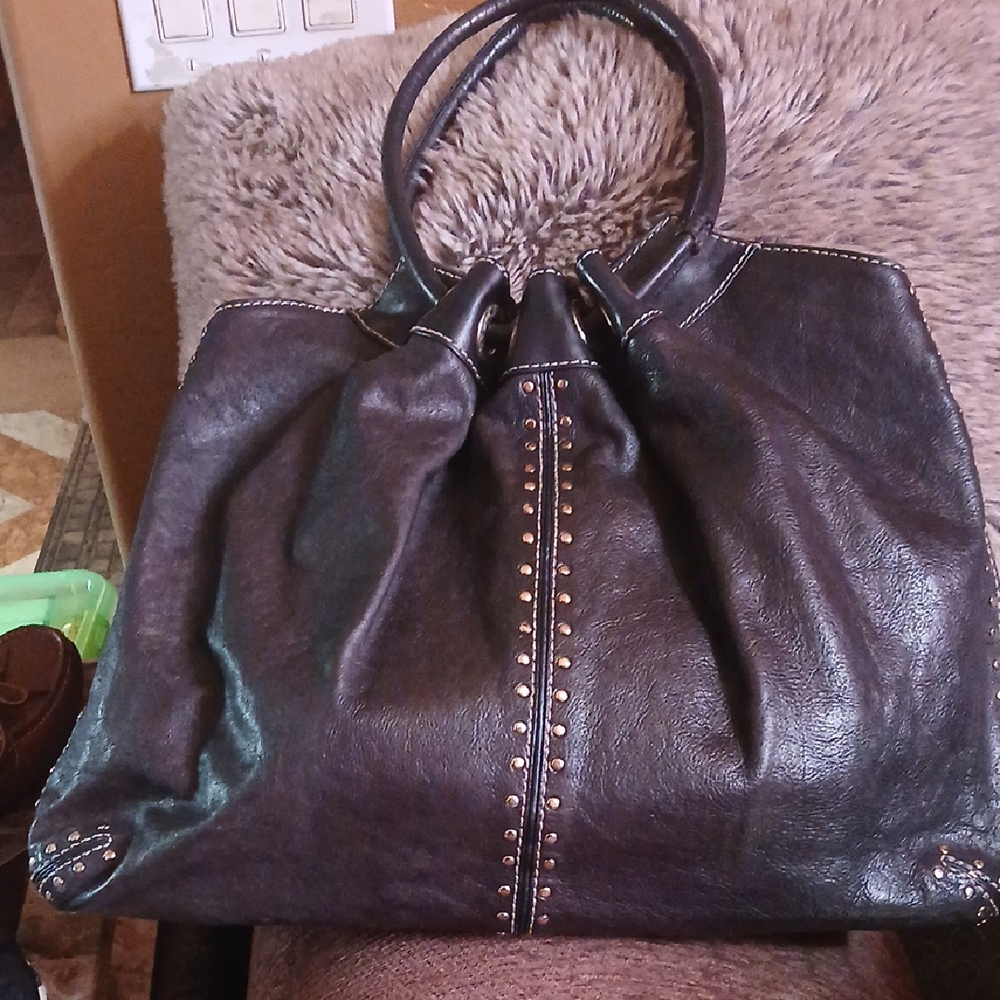Elegant Black Leather Tote Bag